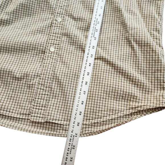 Tommy Hilfiger Men’s XL Brown White Plaid Check Short Sleeve Cotton Button Shirt - Picture 6 of 8